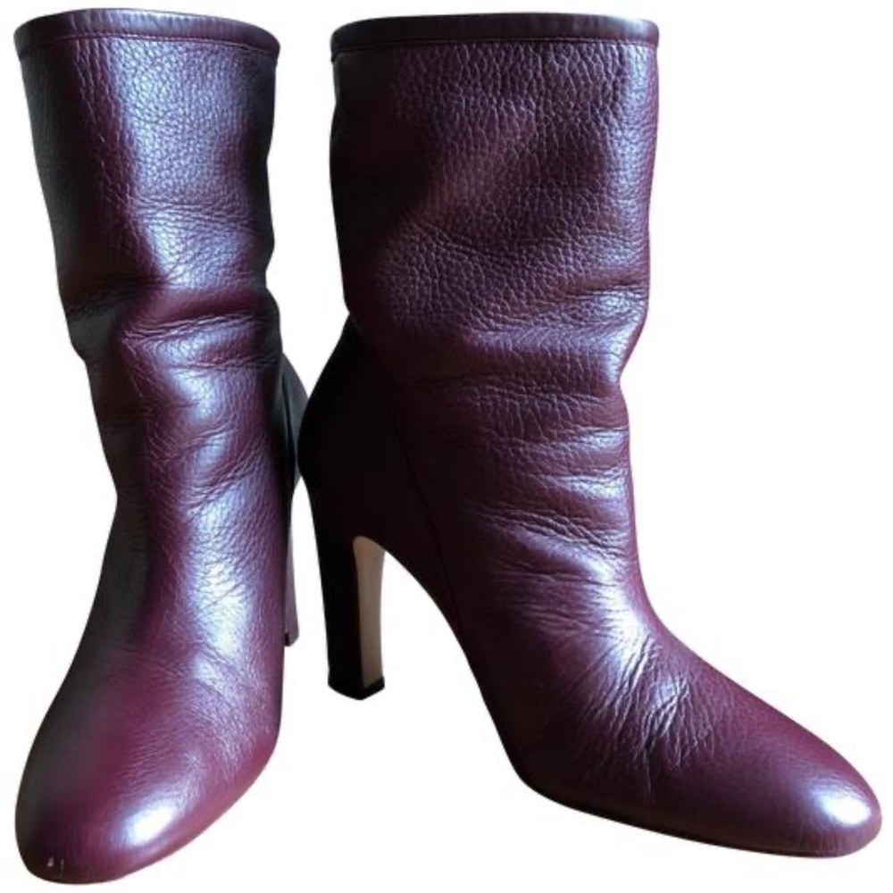 Stuart Weiztman Burgundy Brooks Leather Ankle Boots / Booties US 7